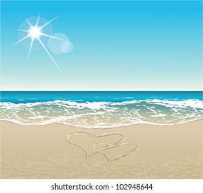 Vector tropical beach with much copy space