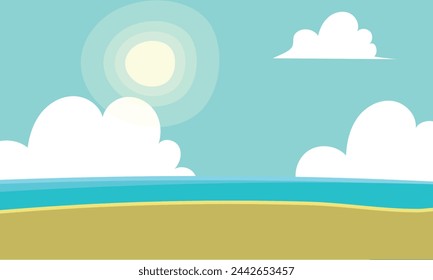 Vector tropical beach with sea background.