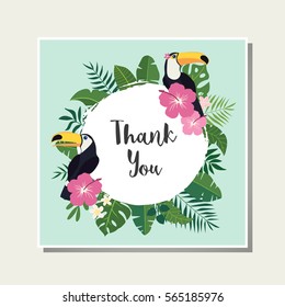 Vector Tropical Card Cute Cartoon Thank Stock Vector (royalty Free 