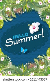 vector tropical card. Hello summer clip art