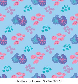 Vector Tropical Ditsy Seamless Pattern