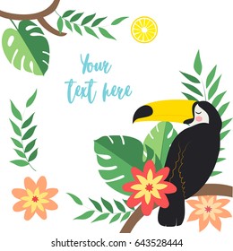 Vector tropical elements on white background