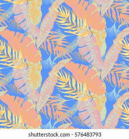 Vector,  tropical, exotic, trendy, stylish, spring, pattern of exotic, tropical plants, and shades of green. applicable in advertising prints, printing.
