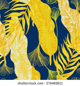 Vector,  tropical, exotic, trendy, stylish, spring, pattern of exotic, tropical plants, and shades of green. applicable in advertising prints, printing.
