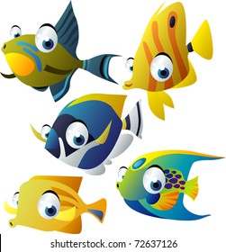 vector tropical fish set