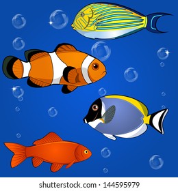 Vector of tropical fish set on white background