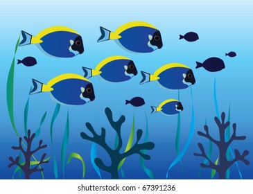 vector tropical fish under water