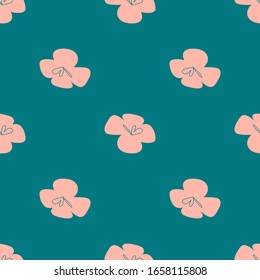 Tropische Blumen aus der Vektorillustration gefleckt. Nahtloses Design mit einfachen botanischen Elementen. Aloha Hawaii Vektorillustration bearbeitbare Datei. Pastellfarben