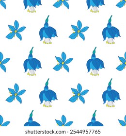 Vector Tropical Flowers Seamless Pattern 