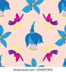 Vector Tropical Flowers Seamless Pattern 