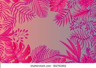 vector tropical frame with place for text. beautiful tropical motifs.