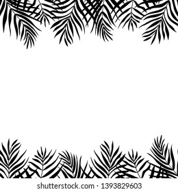 Vector Tropical frame of silhouettes palm leaves dypsis lutescens. 