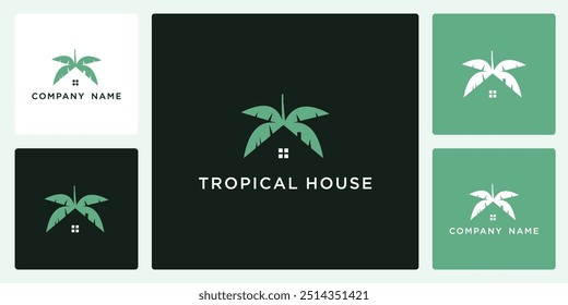 Vector del logotipo de la casa tropical y de la Plantilla del diseño del icono, se puede utilizar en diversos medios fácilmente, editable