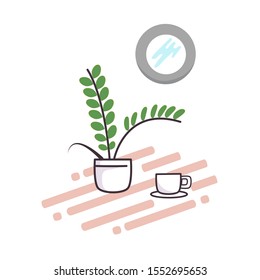 vector tropical house plants, modern and elegant home decor, vector design leaf and coffe 
