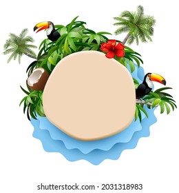 Concepto de Isla Tropical Vector aislado en fondo blanco