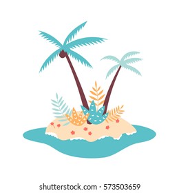 Vector tropical island with palm trees clipart
