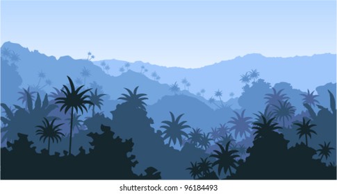 Vector tropical jungle