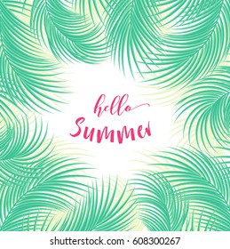 Vector tropical jungle background with palm tree leaves