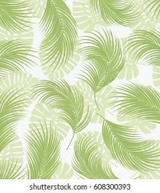 Vector tropical jungle background with palm tree leaves