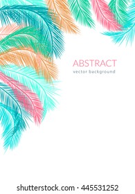 Vector tropical jungle colorful background with palm trees and leaves.
