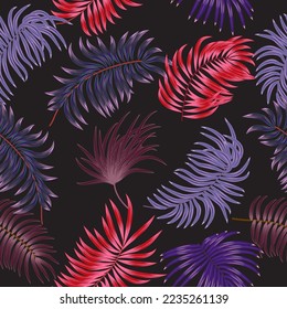 Vector tropical jungle seamless pattern with palm trees leaves and flowers, background for wedding,quotes, Birthday and invitation cards,greeting cards, print, blogs, bridal cards.