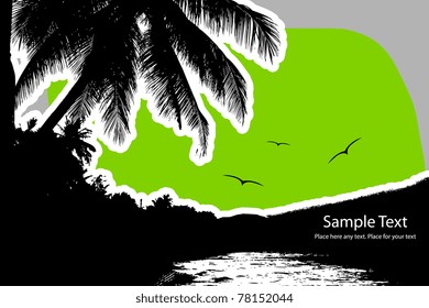 Vector tropical landscape with palm