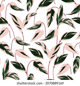 Vector tropical leaf botanical illustration motif seamless repeat pattern fashion fabric home decor print textile digital artwork