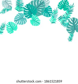 Vector tropical leaf pattern, bright tropical monstera leaves foliage. Modern bright summer print design of thickets of tropical leaves from the jungle.