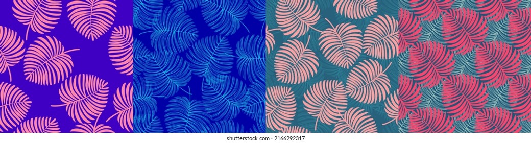 Vector Tropical Leaves Hand drawn Seamless Pattern. Paradise Botanical Textile or Wrapping paper and Wallapaper Surface Design. Vector illustration