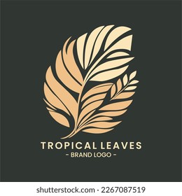 Vektorgrafik von tropischen Blättern Logo-Design mit goldener Farbe, geeignet für Spa, Hotel, Boutique oder Hochzeitslogo