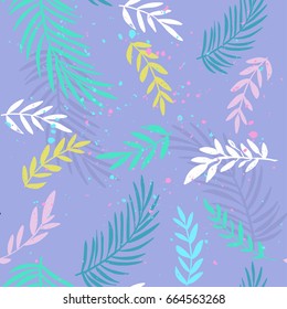 Vector tropical leaves pattern. Green  illustration. Use for posters, covers, flyers, postcards, banner designs, travel. 