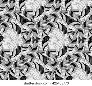 Vector tropical leaves pattern. Palm watercolor seamless background. Exotic tropical leaves pattern. Summer swimwear seamless pattern with banana palms.