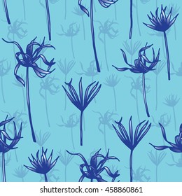 Vector tropical leaves pattern. Palm leaves seamless background. Floral print. 