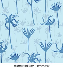 Vector tropical leaves pattern. Palm watercolor seamless background. 