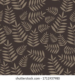 Vector tropical leaves pattern. Seamless botanic hand-drawn texture. Spring floral background summer herbs. Repeated pattern can be used for wallpaper, pattern, backdrop, surface textures.