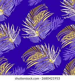 Vector - patrón de hojas tropicales sin fisuras, Plantilla colorida.