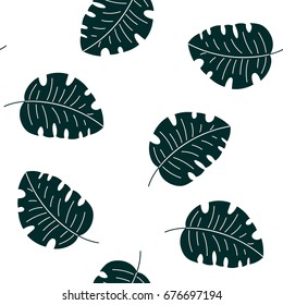 Vector tropical leaves seamless pattern. Can be used for apparel, textile, fabric, wallpaper, wrapping paper, background