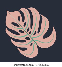 Vector Tropical monstera leaf. Californian stylish fashion pattern. Background in Hawaiian style