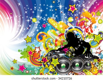 VECTOR Tropical Music Event Colorful Background for Disco flyers
