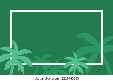 Vector tropical palm leaf border. Summer Palm tree leaves around a border. Banner elements. Vector background for text.