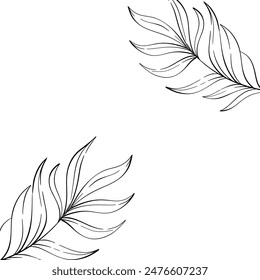 Vector tropical palm leaves frame, template, summer botanical set. Decorative beauty elegant illustration for design. Black silhouette for circuit