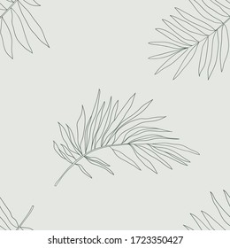 Vector tropical palm leaves seamless pattern. Vector summer delicate illustration. Pastel colors