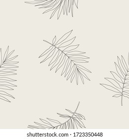 Vector tropical palm leaves seamless pattern. Vector summer delicate illustration. Pastel colors