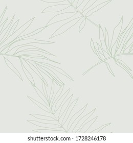 Vector tropical palm leaves seamless pattern. Vector summer delicate illustration. Pastel colors