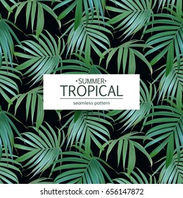 Vector Tropical palm leaves seamless pattern. Floral exotic Hawaiian background. Banana leaf. Hand drawn jungle plants. Ideal for fabric,wallpaper,wrapping paper, textile, bedding,t-shirt print.
