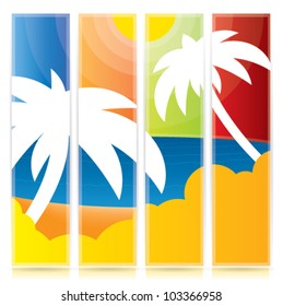 Vector tropical palm tree banner set