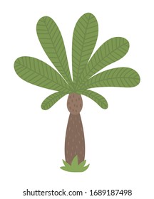 Vector tropical palm tree clip art. Jungle foliage illustration. Hand drawn flat exotic plant isolated on white background. Bright childish summer greenery illustration
