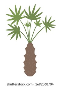 Vector tropical palm tree clip art. Jungle foliage illustration. Hand drawn flat exotic plant isolated on white background. Bright childish summer greenery illustration