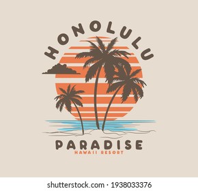vector tropical palm tree illustration for t shirts print - Shutterstock ID 1938033376