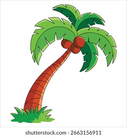 Palmeiras tropicais vetoriais isoladas sobre fundo branco. Ilustração perfeita para o verão, férias, natureza e projetos de design temático tropical.